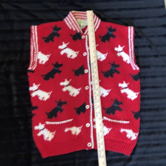 Scotties and Westies vintage sweater red wool handmade Uruguay red black white M - Picture 6 of 8